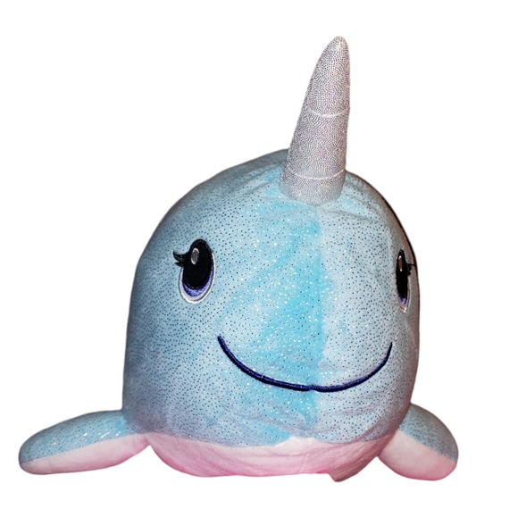 Build-A-Bear 2018 BAB Plush Blue Sparkle Narwhal Sea Unicorn Stuffed Toy Retired - Picture 1 of 9